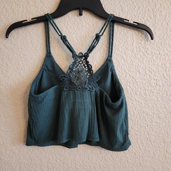 Aerie Green Strappy Women's Crop Top. Shelf Bra Size SP - Picture 2 of 8